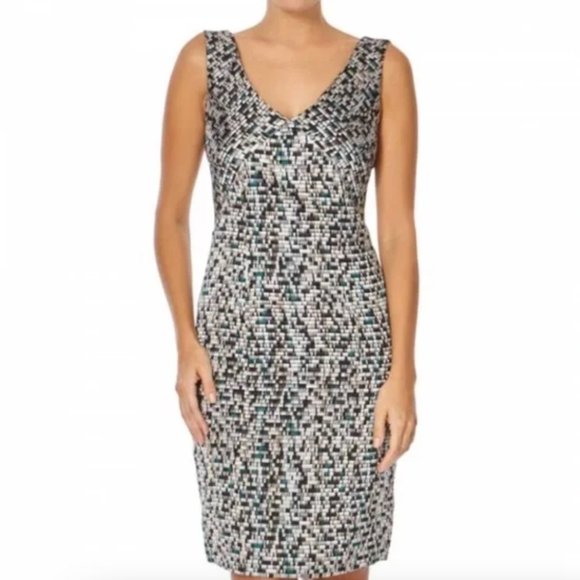 Hugo Boss Distripy Jacquard Ponte Multi-Color Sheath Dress NWOT-Size 4 - Picture 1 of 16